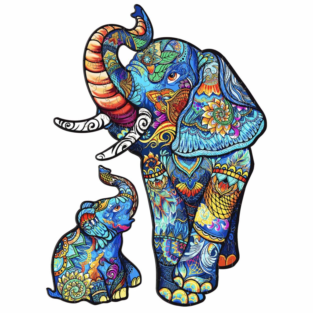 Wooden Jigsaw Puzzle-ELEPHANT FAMILY 66cf30725c448