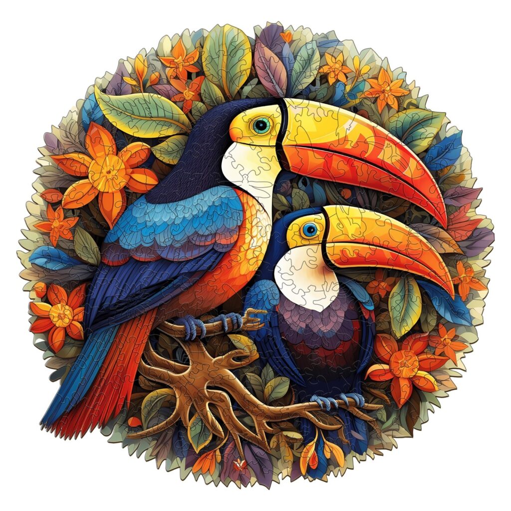 Wooden Jigsaw Puzzle-gorgeous toucans 66d0c15de4741