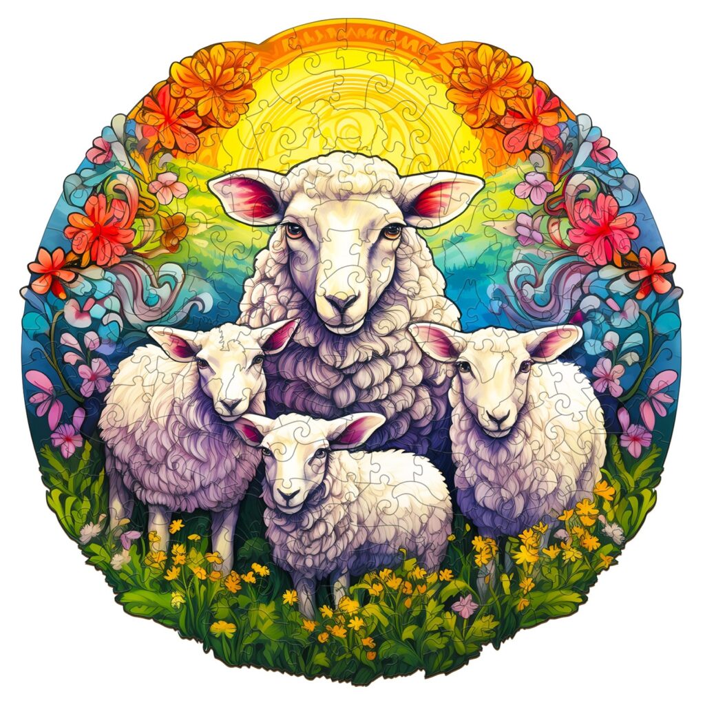 Wooden Jigsaw Puzzle-MANDALA SHEEP 66cf3b0a7ed75