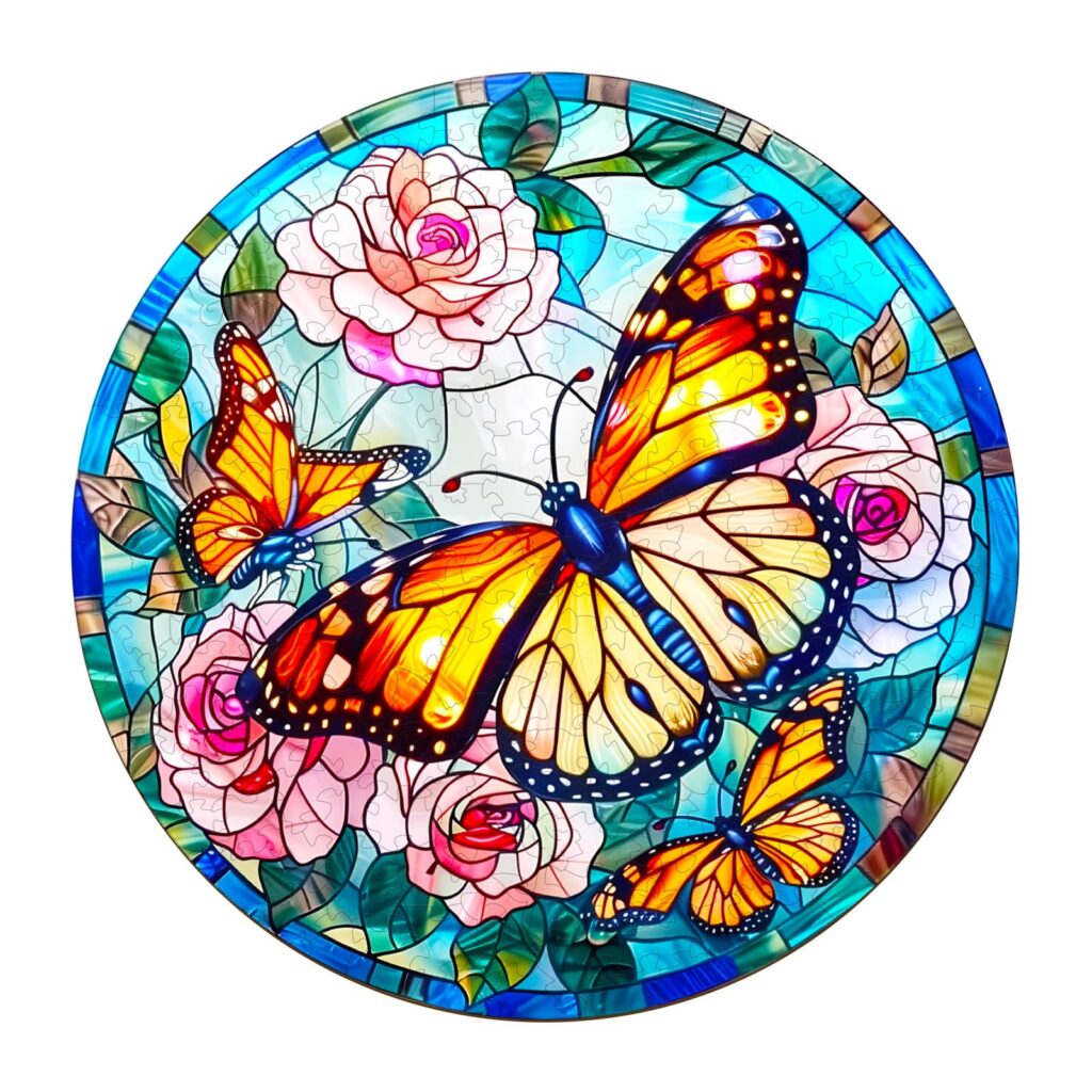 Wooden Jigsaw Puzzle – Stained Glass Butterfly 66d082141a6f3