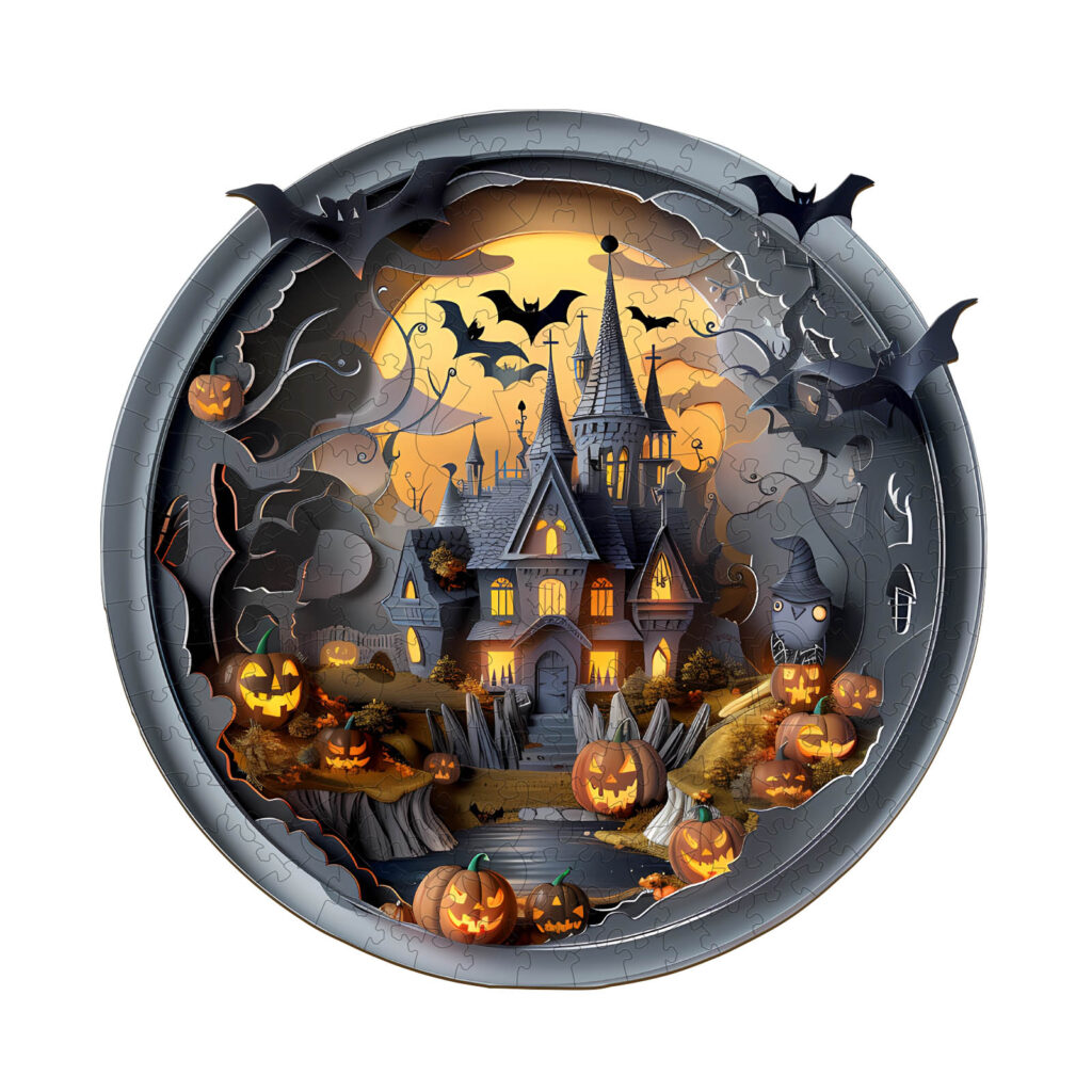 Wooden Jigsaw Puzzle-3D Halloween Castle 3 66e52db350110