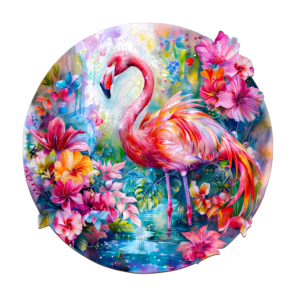 Wooden Jigsaw Puzzle – Charming flamingo 66dbd2d0b0806