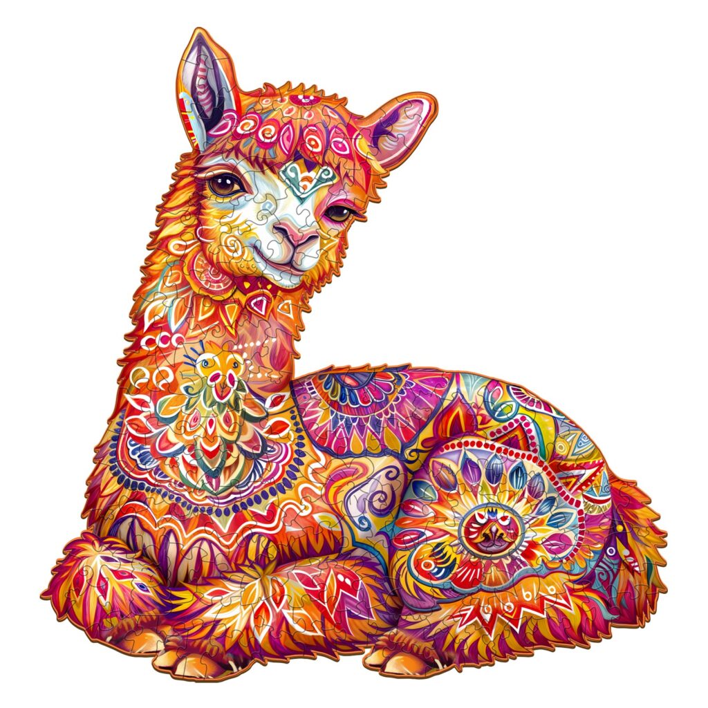 Wooden Jigsaw Puzzle – Elegant llama 66db0a71dc7bf