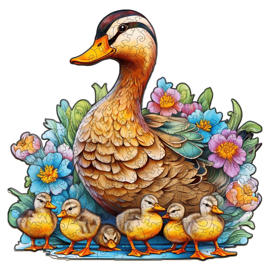 Wooden Jigsaw Puzzle-Mother Duck and Ducklings 66da2d15b53dc