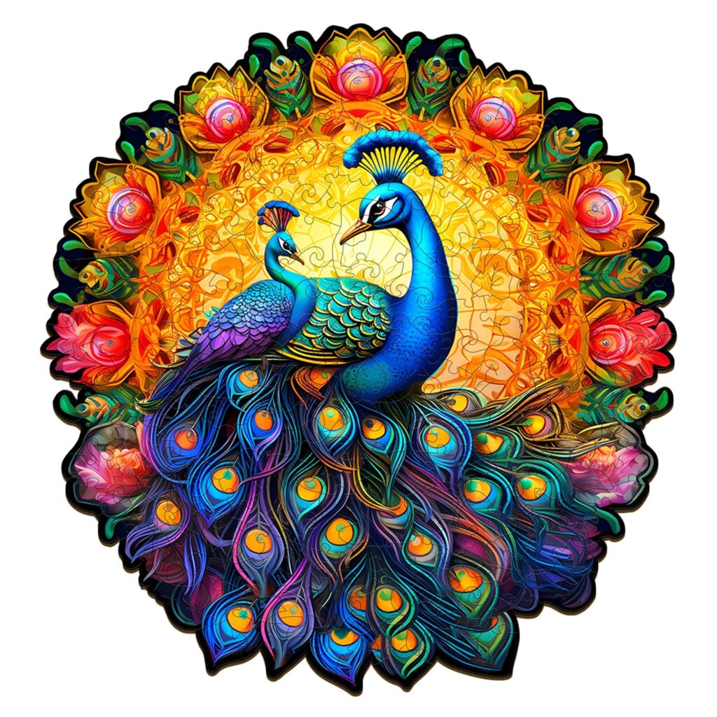 Wooden Jigsaw Puzzle-Peacock Family 66da228ebfb5e
