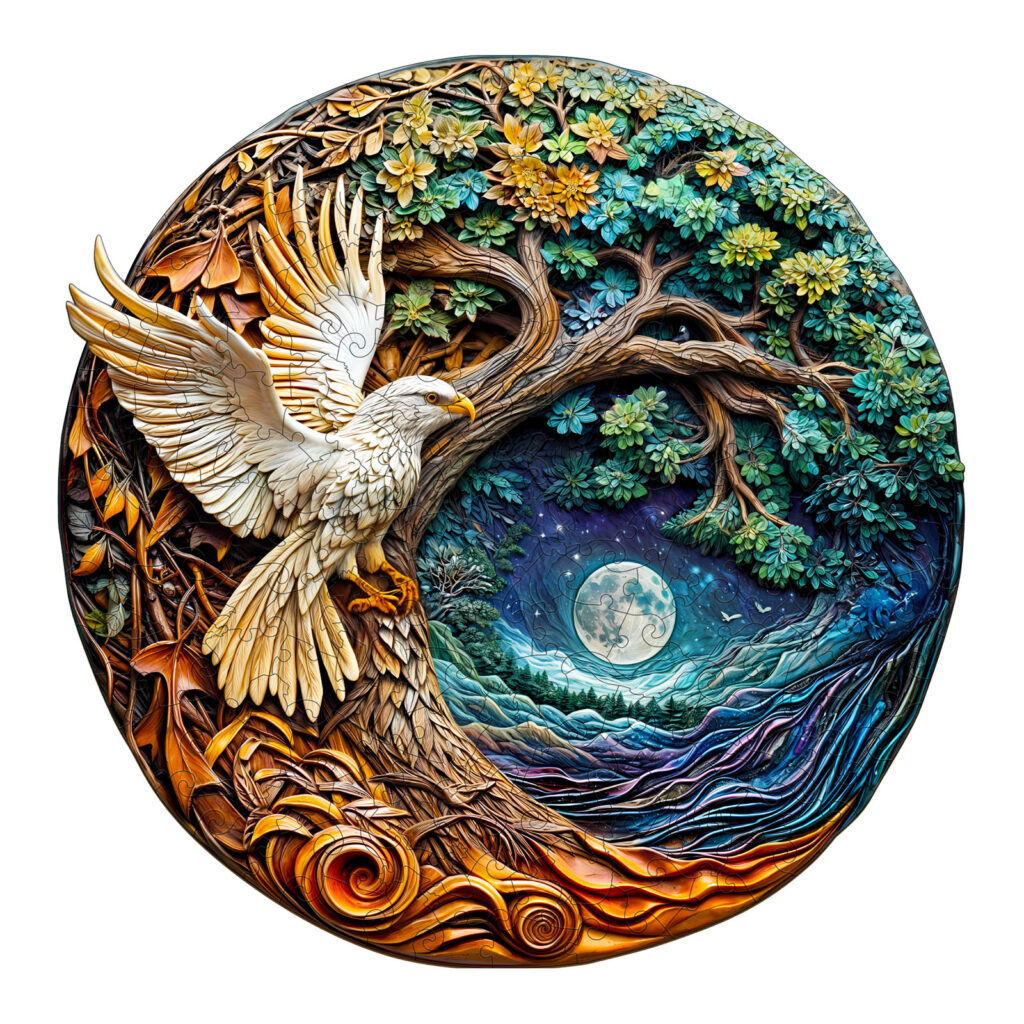 Wooden Jigsaw Puzzle-3D White Eagle 66dbc8435e69a